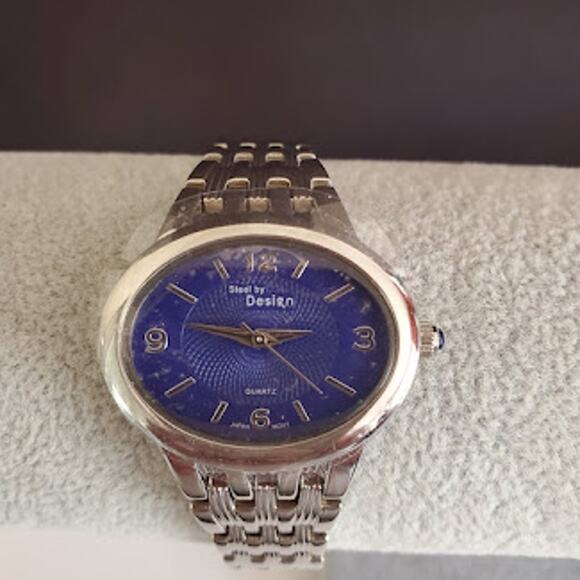 Steel by Design Women's Watch Blue Dial Oval Stainless Steel New without Tags‎ - Picture 6 of 7
